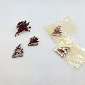 VINTAGE Mobil Oil Magnolia Red Lacquer Flying Pegasus Lot